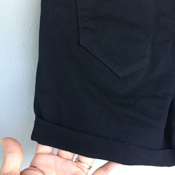 Kancan Denim Shorts 13/30 Black High Rise Distressed Cuffed Stretch Y2K Edgy - Picture 8 of 12